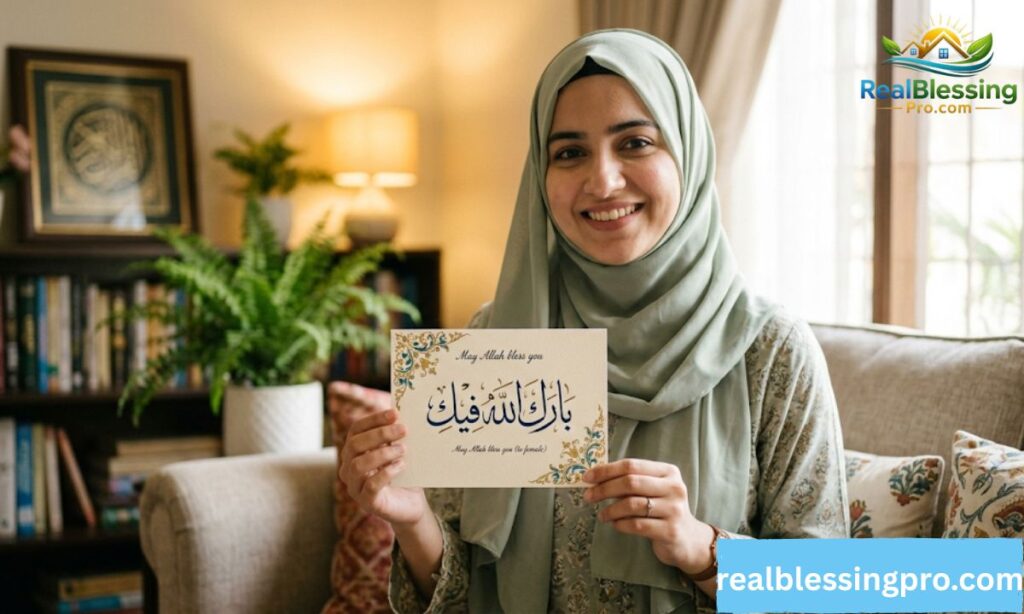 May Allah bless you in Arabic to female
